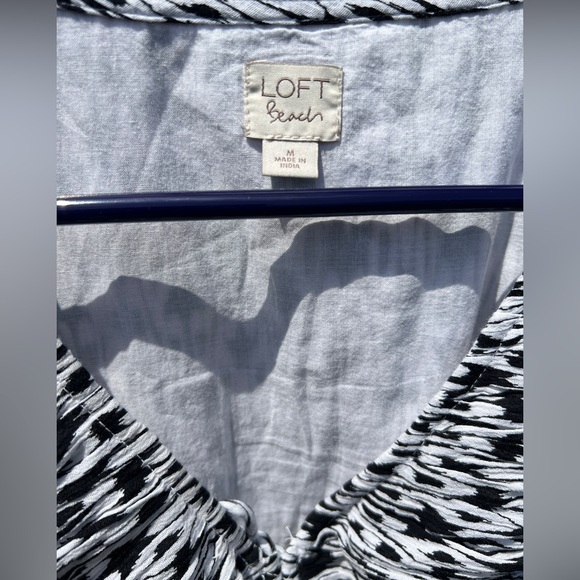 LOFT Beach CutOut Ruffle Sleeve Tiered Patterned Dress - Picture 10 of 10